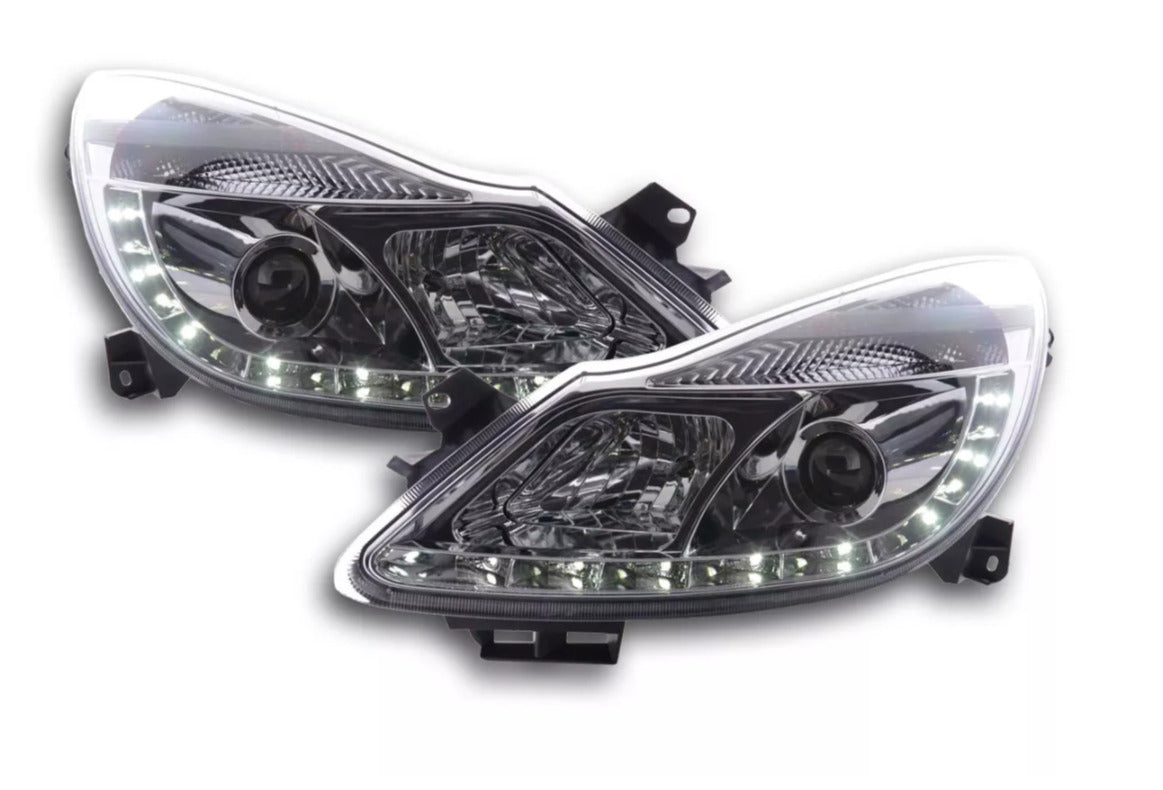 FK Pair LED DRL Lightbar Halo headlights Opel Vauxhall Corsa D 06+ Chrome LHD