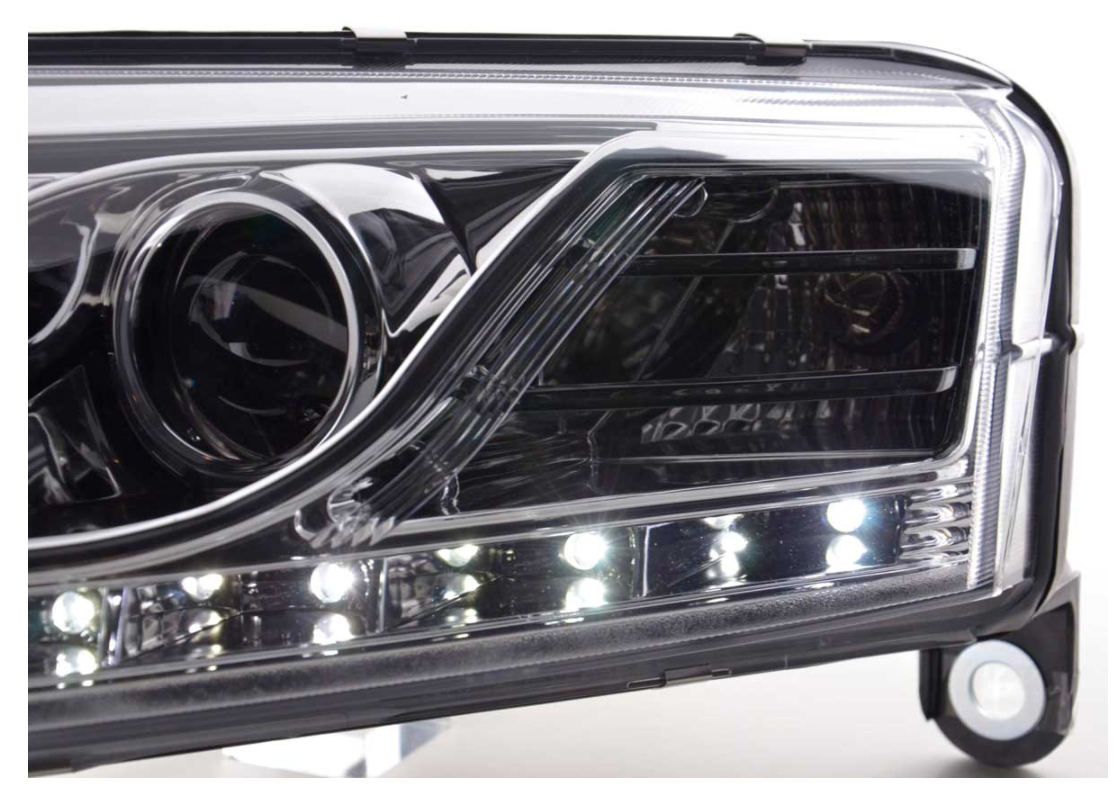 FK Pair Headlights LED DRL Lightbar Audi A6 C6 4F 04-08 chrome S6 S-Line LHD