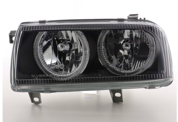 FK LED DRL Angel Eye Projektorscheinwerfer VW Vento 1HXO 1H 92-98 schwarz LHD