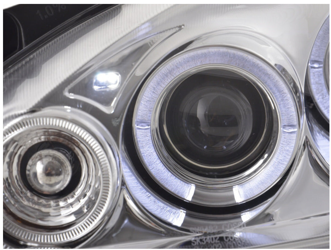 FK LED DRL Angel Eye Projector headlights Opel Corsa C 01-06 chrome LHD