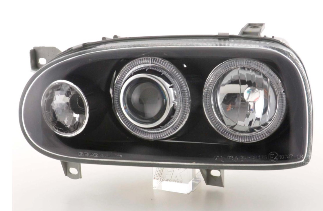 FK LED DRL Angel Eye Projector headlights VW Golf 3 MK3 1HXO EXO 91-97 LHD + RHD