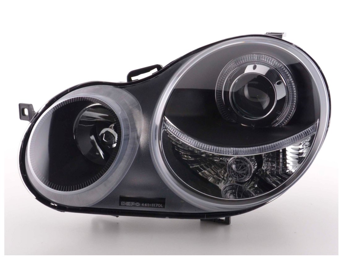 FK Pair LED DRL Halo Ring Headlights VW Polo 9N 01-05 black RHD & LHD Universal