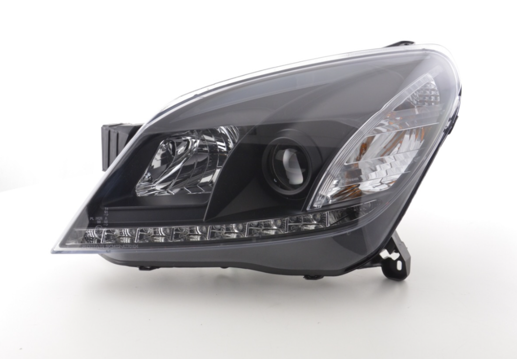 FK Paar LED DRL Halo Lightbar Scheinwerfer Opel Vauxhall Astra H 04-10 Schwarz RHD