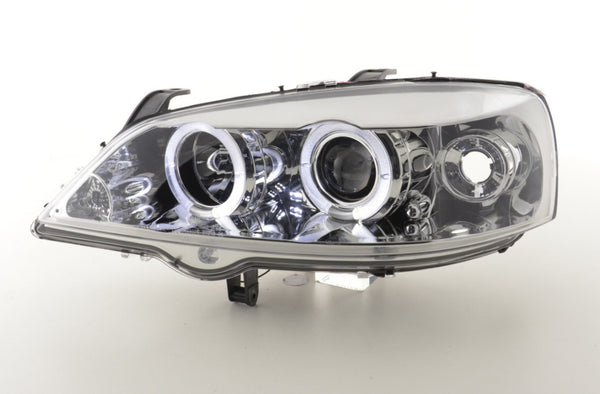 FK Set LHD Opel Astra G 98-03 LED DRL Opel Astra G 98-03 chrome Angel Halo Eye