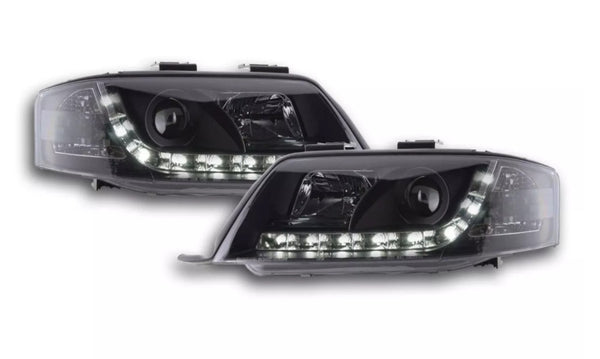 FK LED Headlights LED DRL Projector Audi A6 4B 97-00 black C5 S6 S-Line LHD