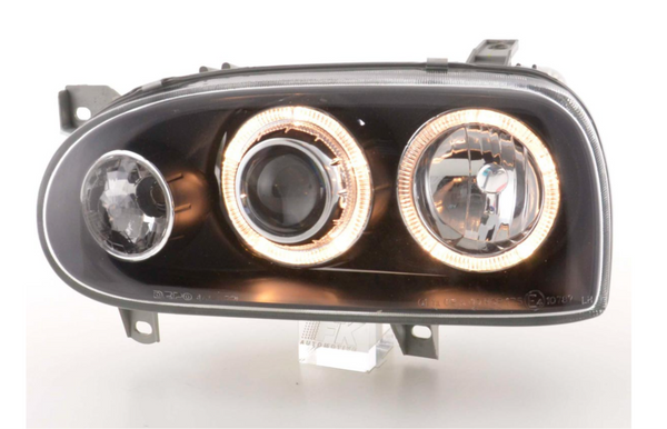 FK Set LED DRL Projektor Angel Eye Scheinwerfer VW Golf 3 MK3 1HXO 1 EXO 91-97