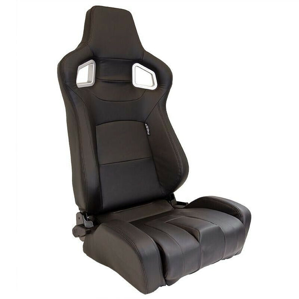 AUTOSTYLE RS x2 Universal Pair Sports Bucket Seats Matte Black slide runners