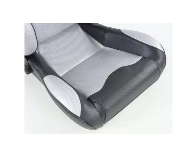 FK Universal Reclining Bucket Sports Seats - Silver Grey Carbon & Black Edition2