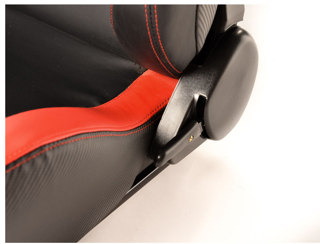 FK Pair Universal Reclining Bucket Sports Seats - Matte Carbon & Red Edition