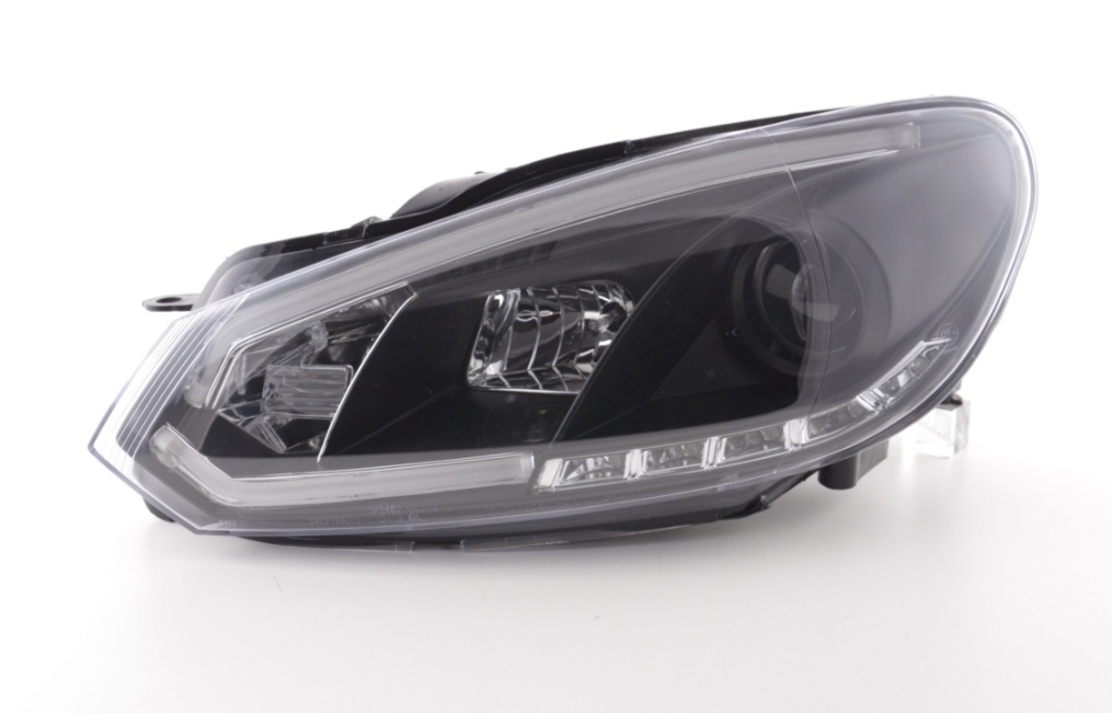 FK VW Golf 6 MK6 LED Servo 3D Eye Lightbar Scheinwerfer DRL GTI 08-12 schwarz LHD