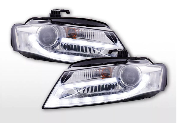 FK Pair LED DRL Halo Lightbar Headlights Audi A4 B8 8K 08-12 chrome S4 LHD