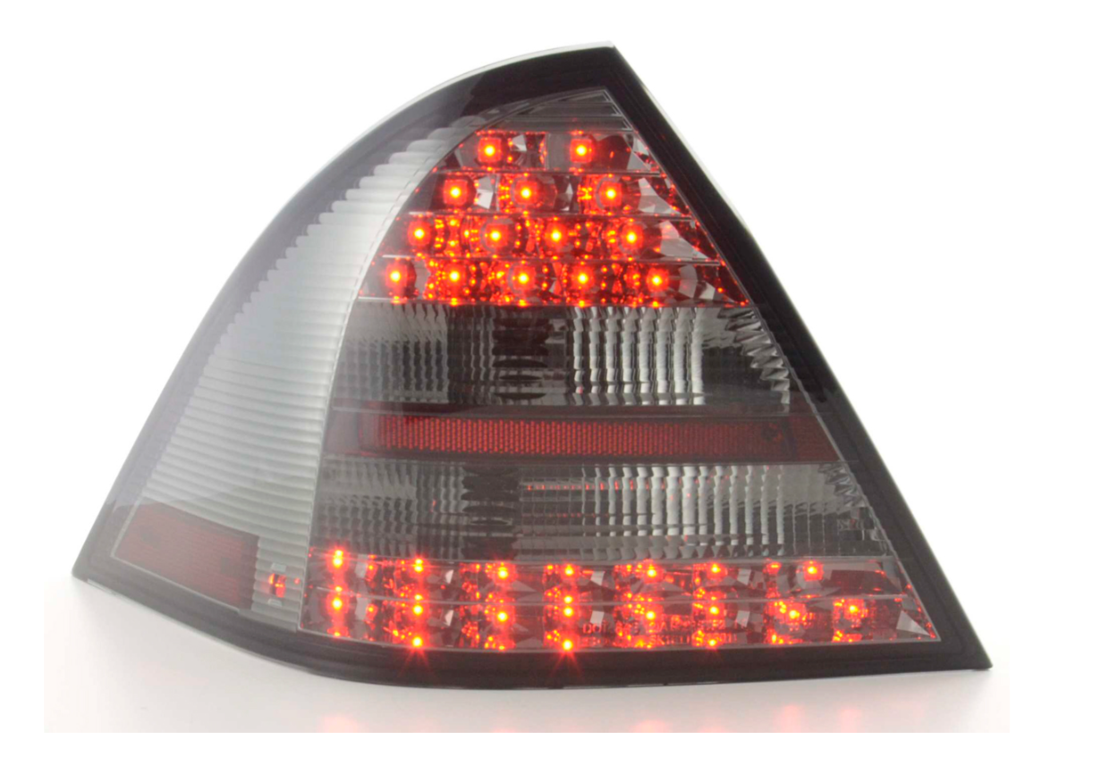 FK Pair LED Lightbar Rear Lights Mercedes C-Class W203 01-04 Black Smoke LHD