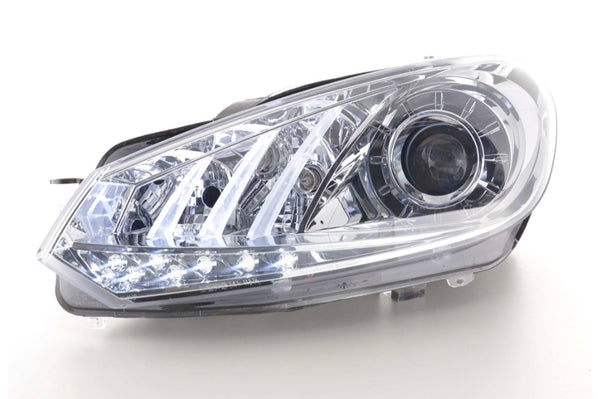 FK Set VW Golf 6 MK6 LED Devil Eye Halo Headlights DRL GTI R20 08+ Chrome LHD