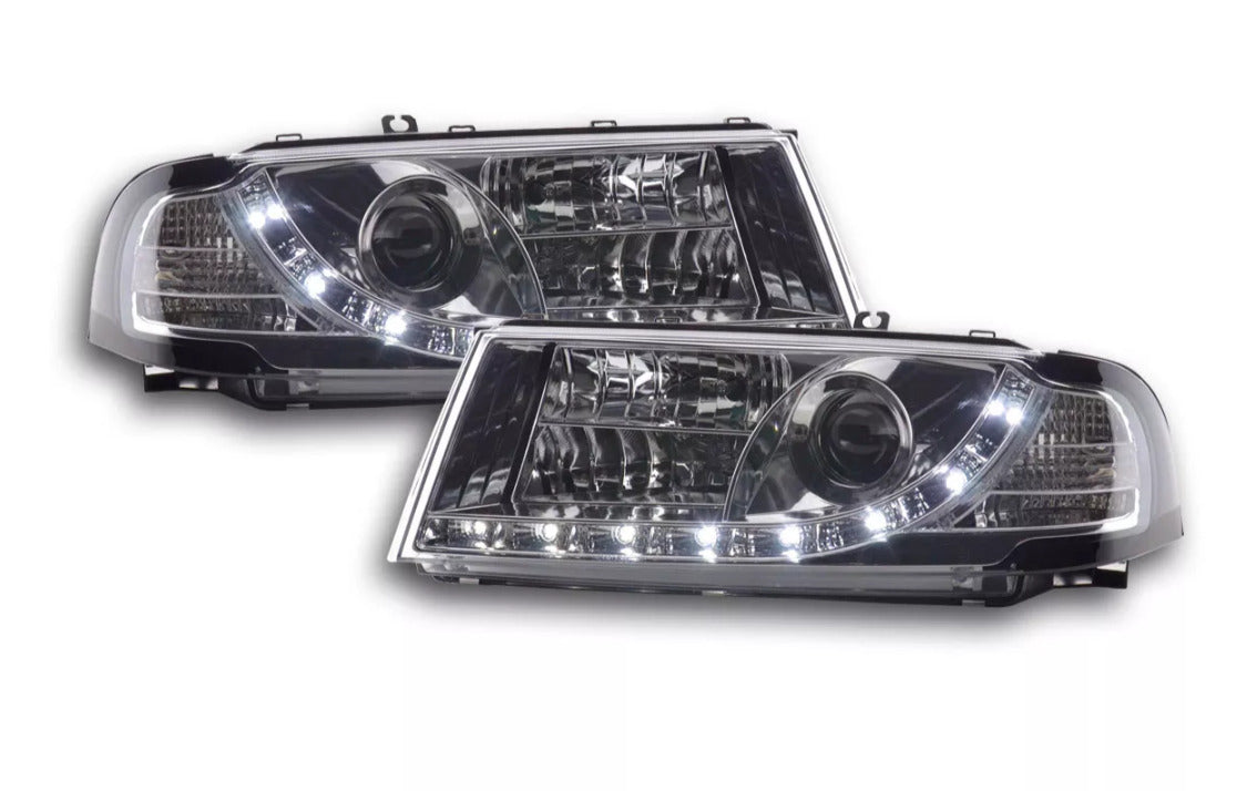 FK Pair LED DRL Lightbar Halo Headlights Skoda Octavia 1 MK1 1U 01-04 chrome