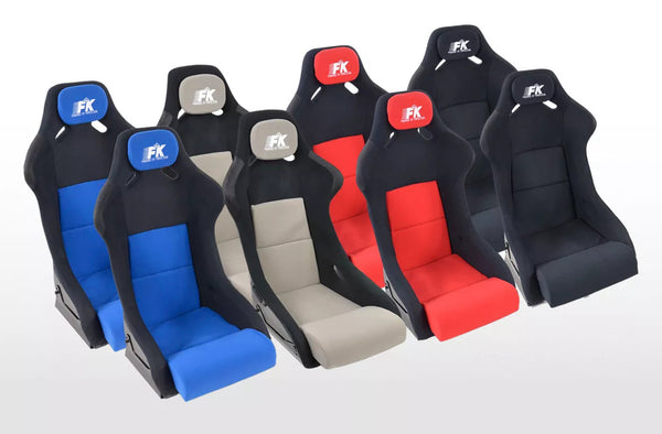 FK Pair Universal Fixed Back Bucket Sports Seats Evo Edition FB Back x4 Colours