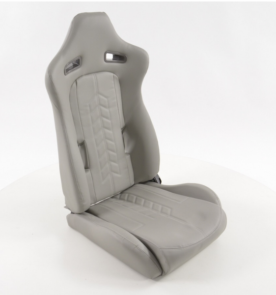 FK Universal Reclining Bucket Sports Seats - Syn Leather Grey Harness Holes