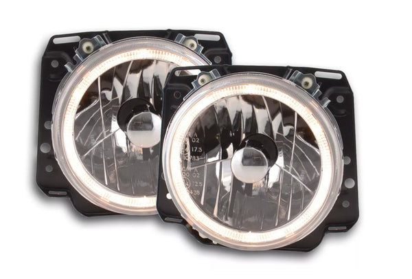 FK LED DRL Halo Ring Angel Headlights VW Golf 2 MK2  19 84-91 black chrome LHD