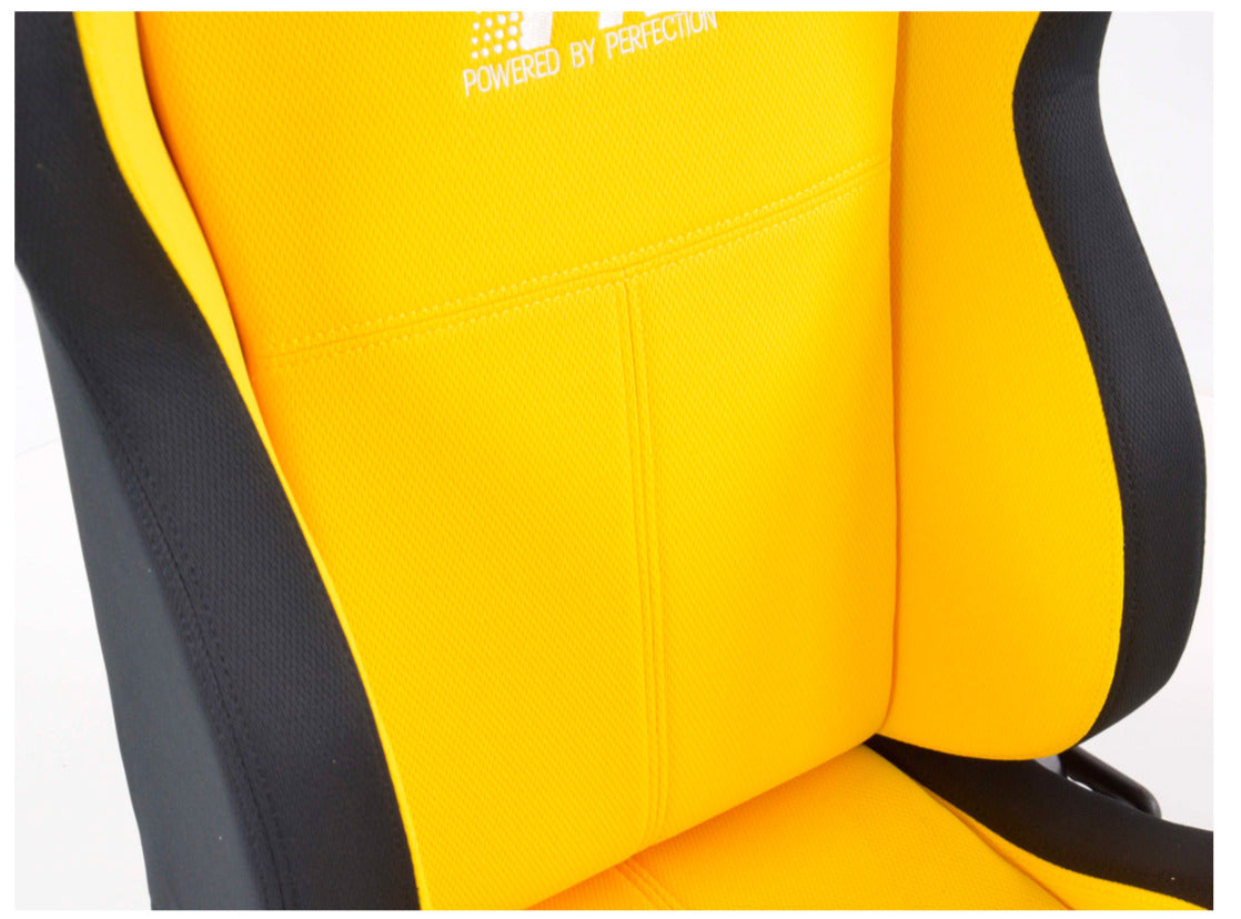 FK Pair Universal Reclining Bucket Sports Seats - Race Black & YELLOW Motorsport