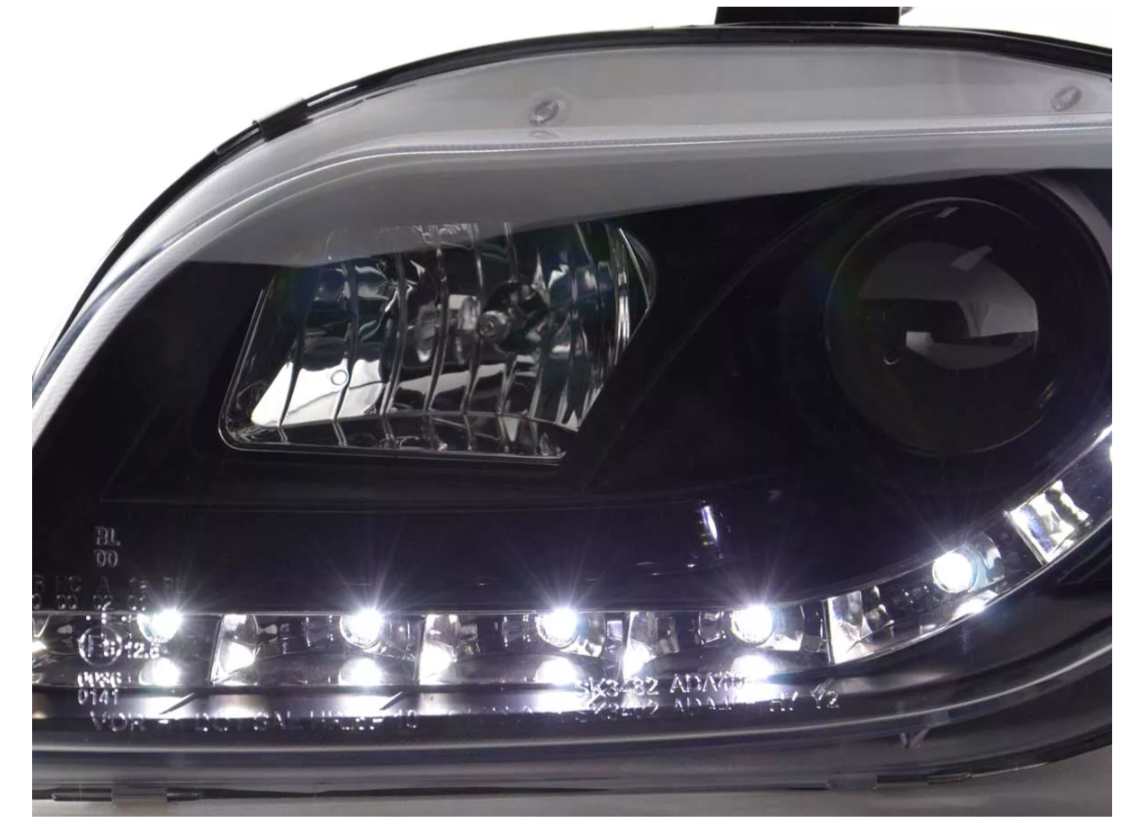 FK Pair LED DRL Headlights Halo Lightbar Audi A4 b7 8E 04-08 Black LHD S4