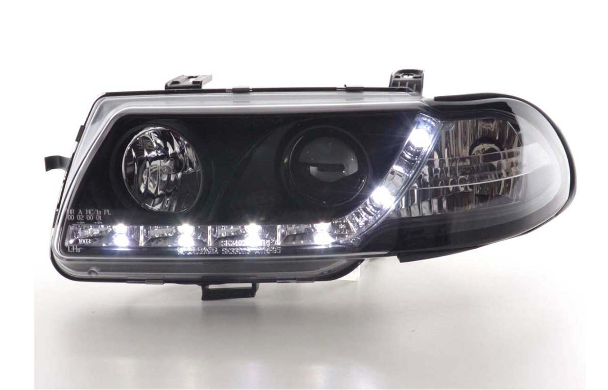 FK Vauxhall Opel Astra F 95-97 LED DRL Lightbar Halo Projector Headlights LHD