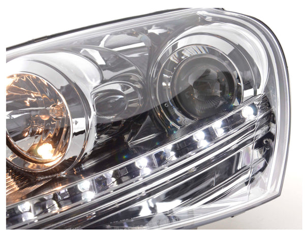 FK LED Halo Lightbar Chrome DRL Headlights VW Golf 5 MK5 1K 03-08 GTi LHD