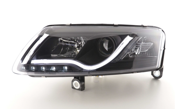 FK LED-Scheinwerfer, LED-Tagfahrlicht, Projektor, Audi A6 C6 4F 04–08, Schwarz, S6 S-Line, LHD