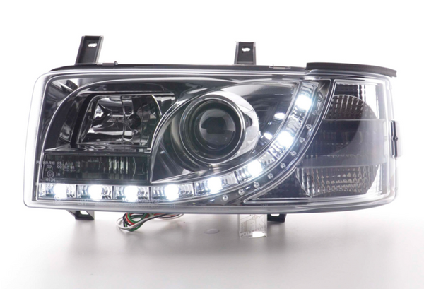 FK Set LED DRL Devil Eye Lightbar Scheinwerfer VW Transporter T4 90-96 Chrom LHD