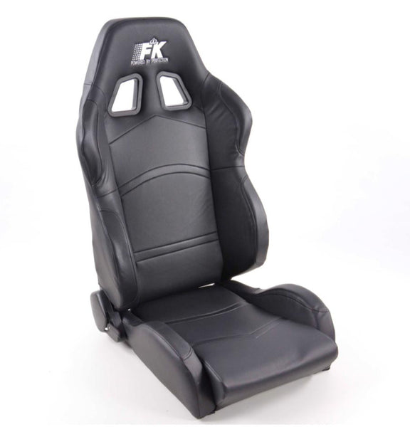 FK Pair Universal Reclining Bucket Sports Seats - Black Heated & Massage Luxury