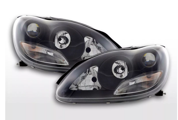 FK Pair LED DRL Halo Headlights Mercedes S-Class W220 220 98-01 Black LHD