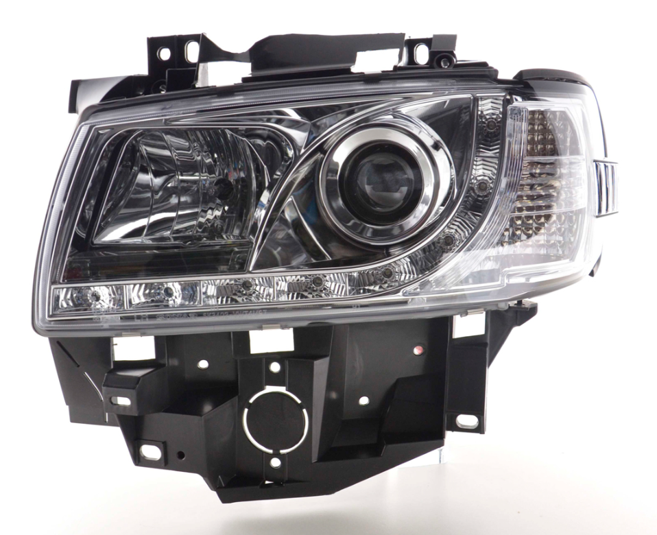 FK Set LED Devil Eye Projector Headlights VW Transporter T4 LONG 96-03 Chrom LHD