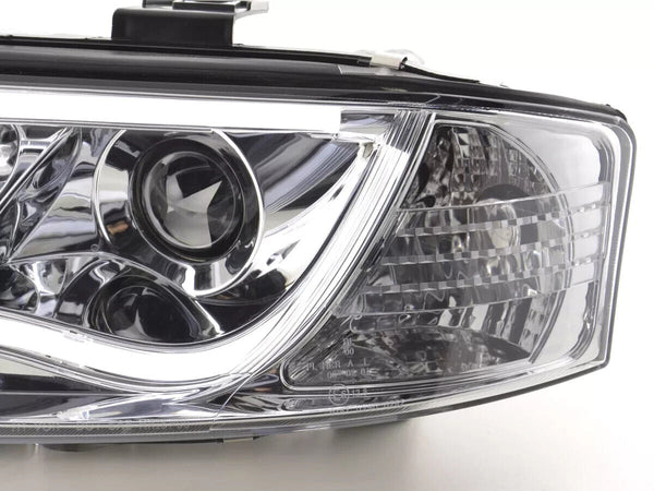 FK LED DRL Lightbar Deluxe Edition Headlights Audi A6 C5 4B 01-04 S6 Chrome LHD