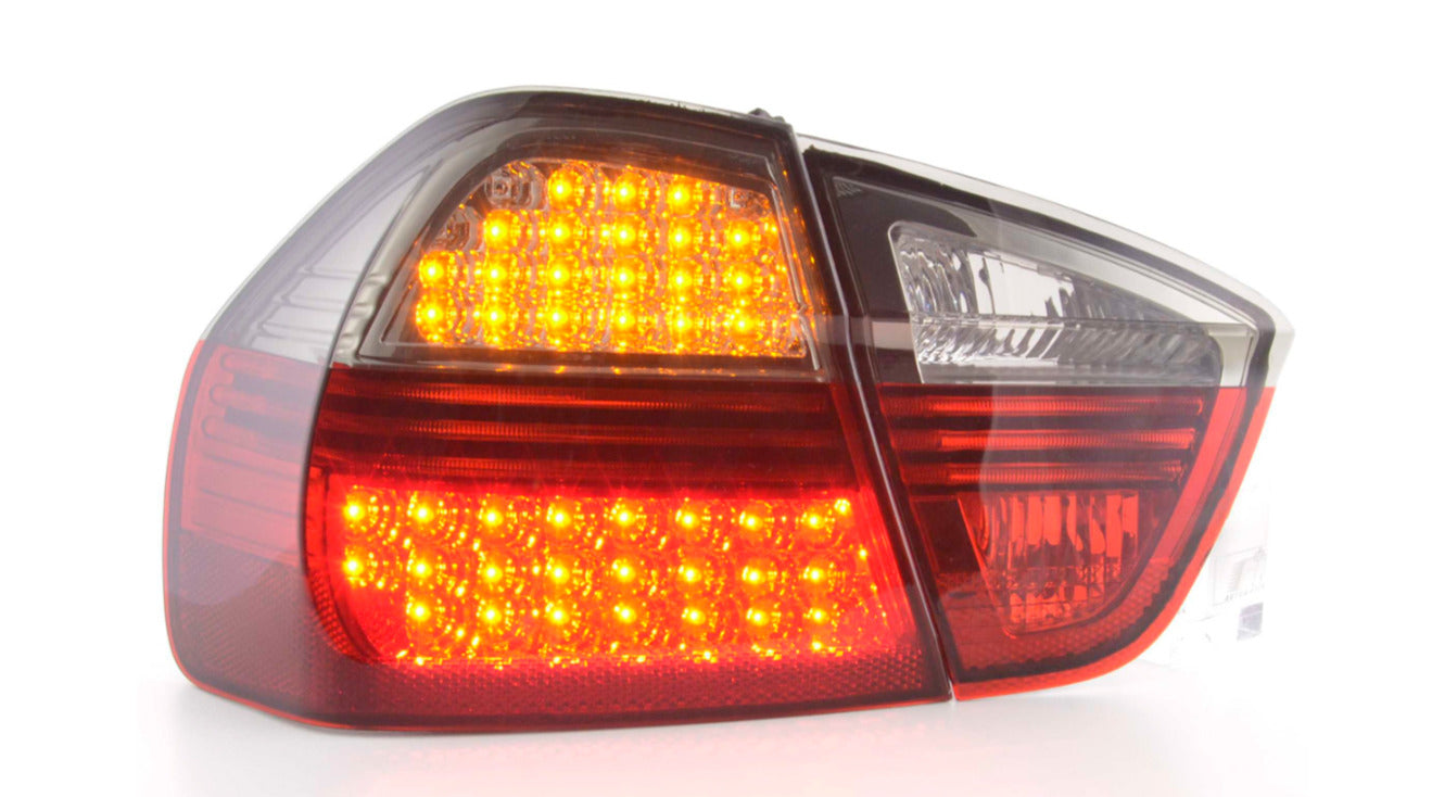 FK Pair LED Lightbar REAR LIGHTS BMW E90 3 SERIES 05-08 red black Saloon LHD