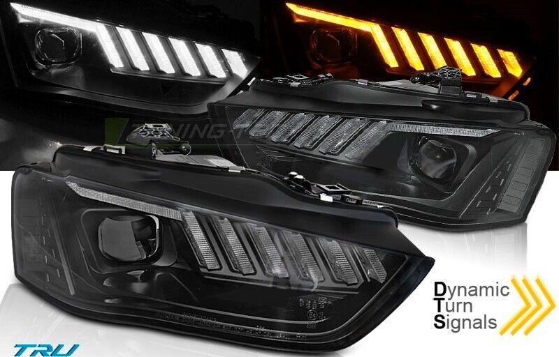For 09-12 Audi A4 B8 [Infinity Black] Projector Headlight DRL LED Light Bar  Euro