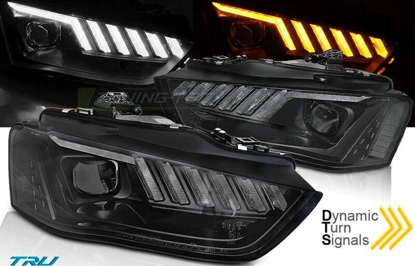 FK Pair Lightbar LED DRL Dynamic Headlights Audi A4 B8 8K Black 13-15 S4 LHD