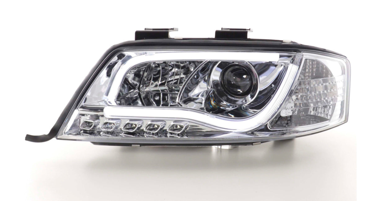 FK Pair LED Headlights LED DRL Lightbar Audi A6 C5 4B 97-01 Chrome S6 S-Line LHD