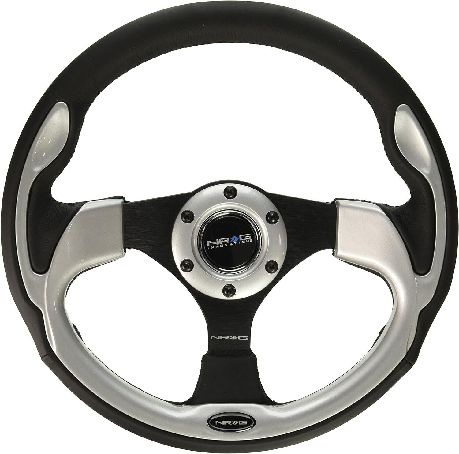 NRG Innovations RST Universal 320mm Leather Steering WHEEL Silver Car Simulator