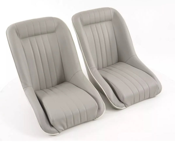 FK x2 Silver Grey Classic Car Retro Speedster Sports Car Fixed Bucket Seats