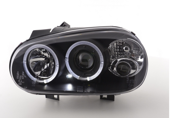 FK LED DRL Angel Eye Halo Ring Headlights VW Golf 4 MK4 1J 98-03 black LHD