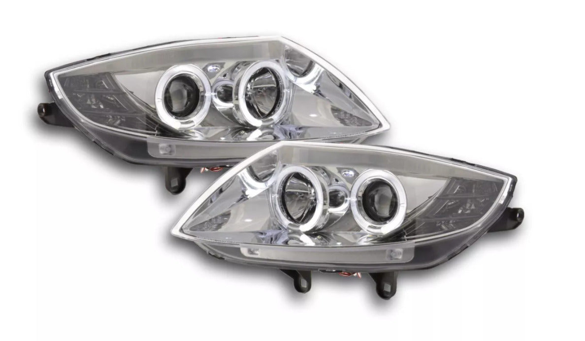 FK Pair LED DRL Projector Halo Eye headlights BMW Z4 E85 E86 03-08 Chrome LHD