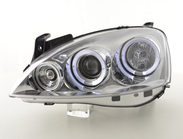 FK LED DRL Angel Eye Halo Ring headlights Opel Corsa C 01-06 chrome LHD