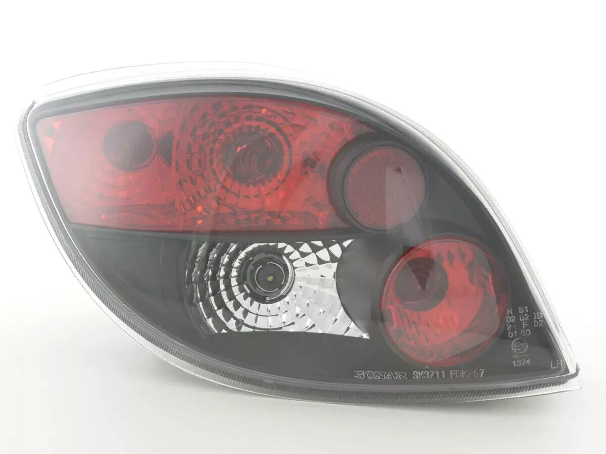 FK Pair Rear lights Ford KA type RBT 97- black & red crystal design