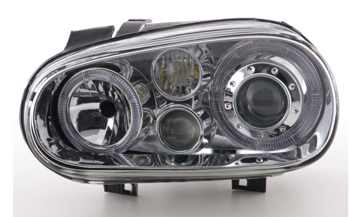 FK LED DRL Angel Eye Halo Ring Headlights VW Golf 4 MK4 1J 98-03 chrome RHD LHD