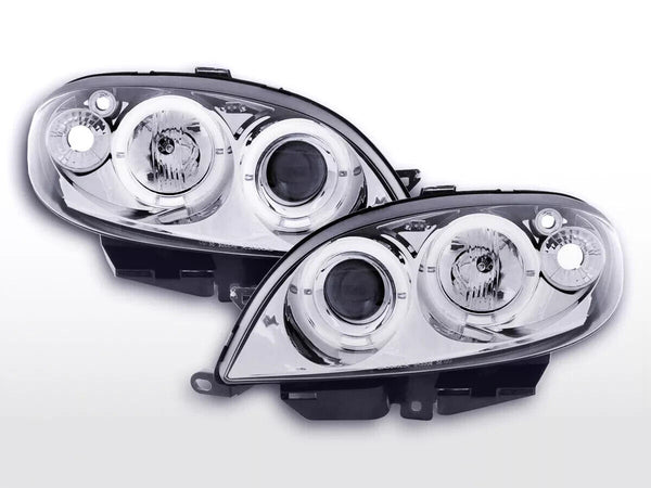 FK Pair LED DRL Halo Ring Angel Eye Headlights Citroen Saxo 00-02 Chrome LHD