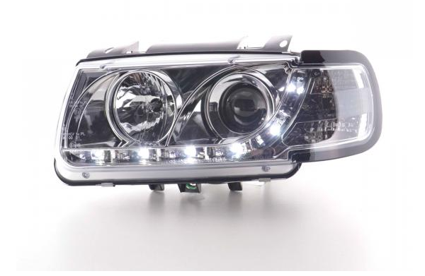 FK Pair LED DRL Angel Halo Lightbar Headlights VW Polo 6N 94-99 chrome LHD