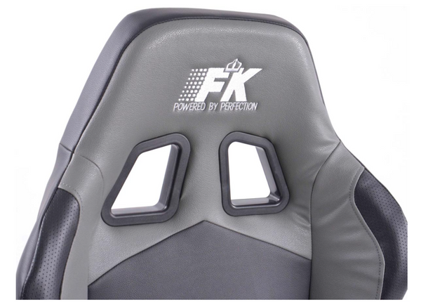 FK Pair Universal Reclining Bucket Sports Seats - Black & Grey Synth Leather