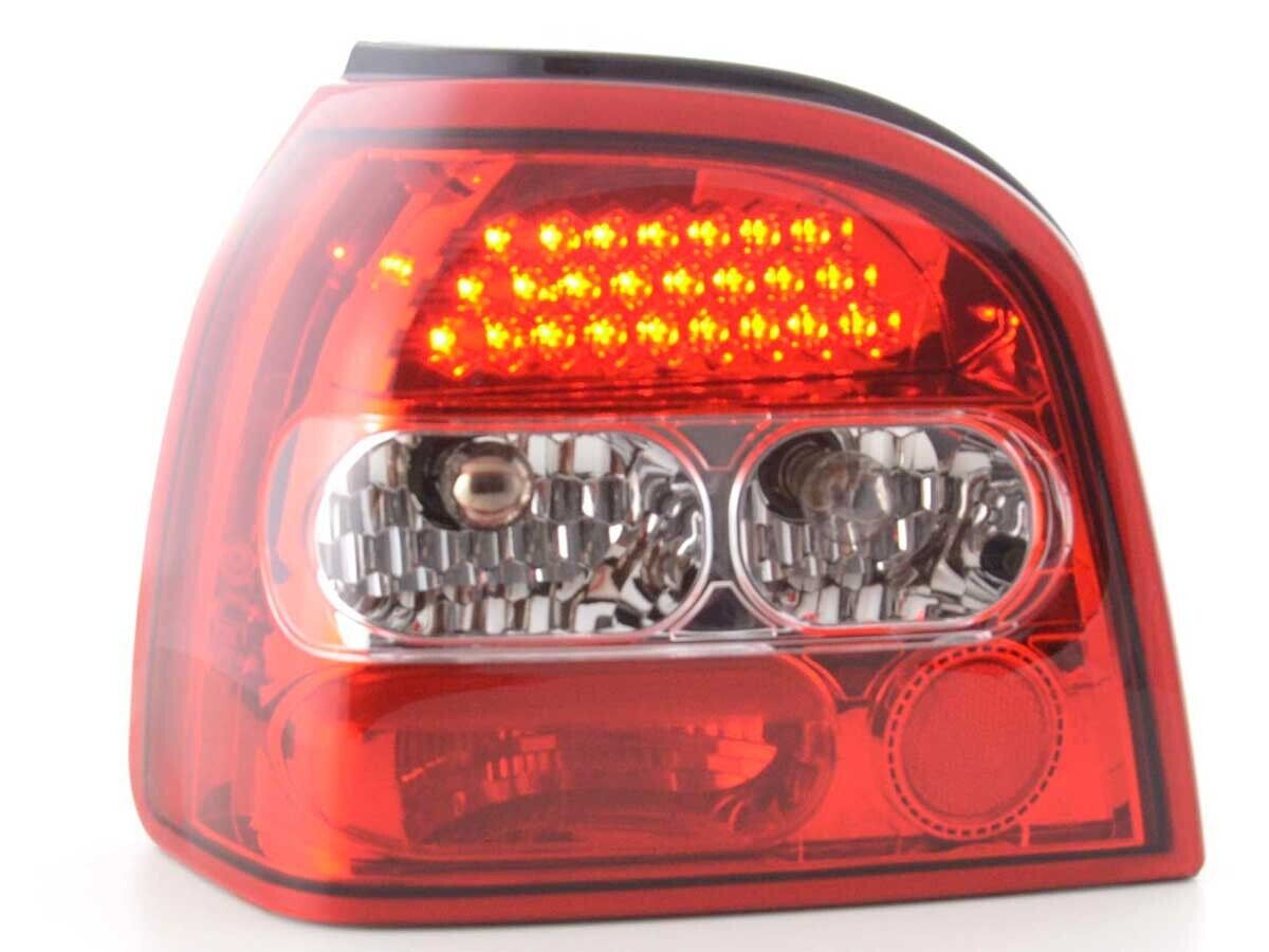 FK Pair Rear Lights VW Golf 3 MK3 1HXO 92-97 clear red crystal inc harnesses LHD