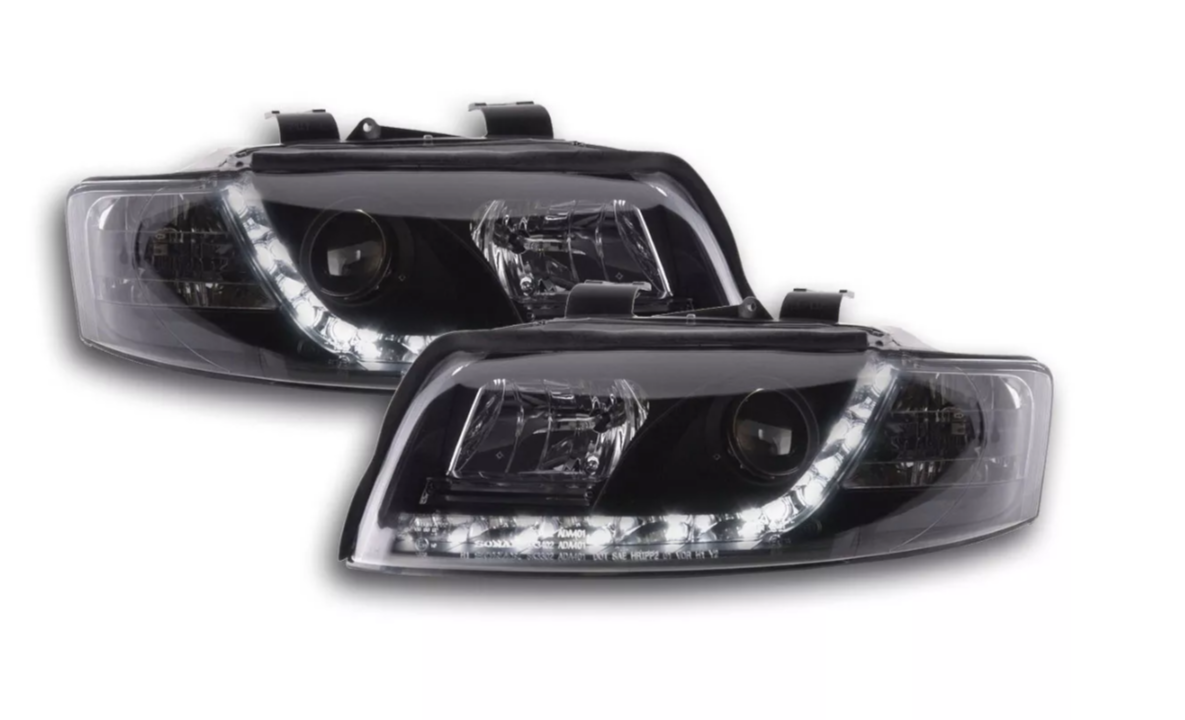 FK Set LED DRL Headlights Halo Lightbar Audi A4 b6 8E 01-04 Black LHD S4