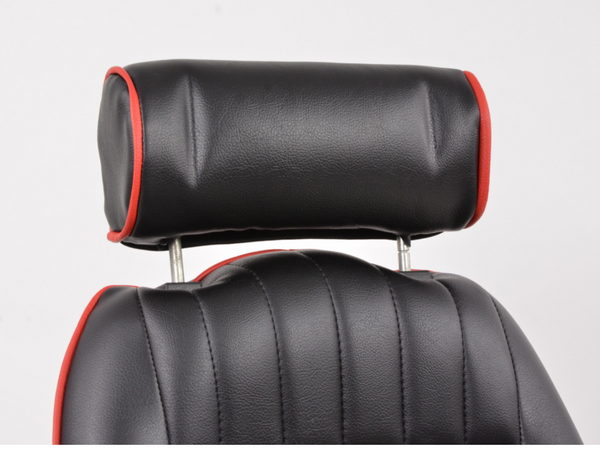 FK x2 Black with Red Piping Classic Car Retro Kit Speedster Sports Car Fixed Back Bucket Seat & slides