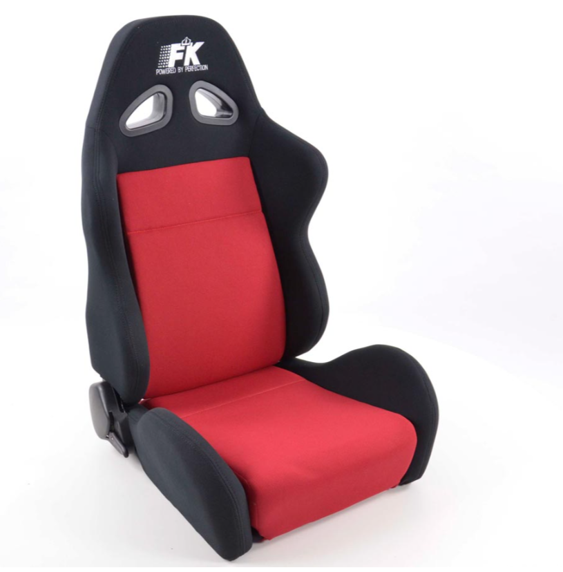 FK Pair Universal Reclining Bucket Sports Seats Black Red Textile Motorsport