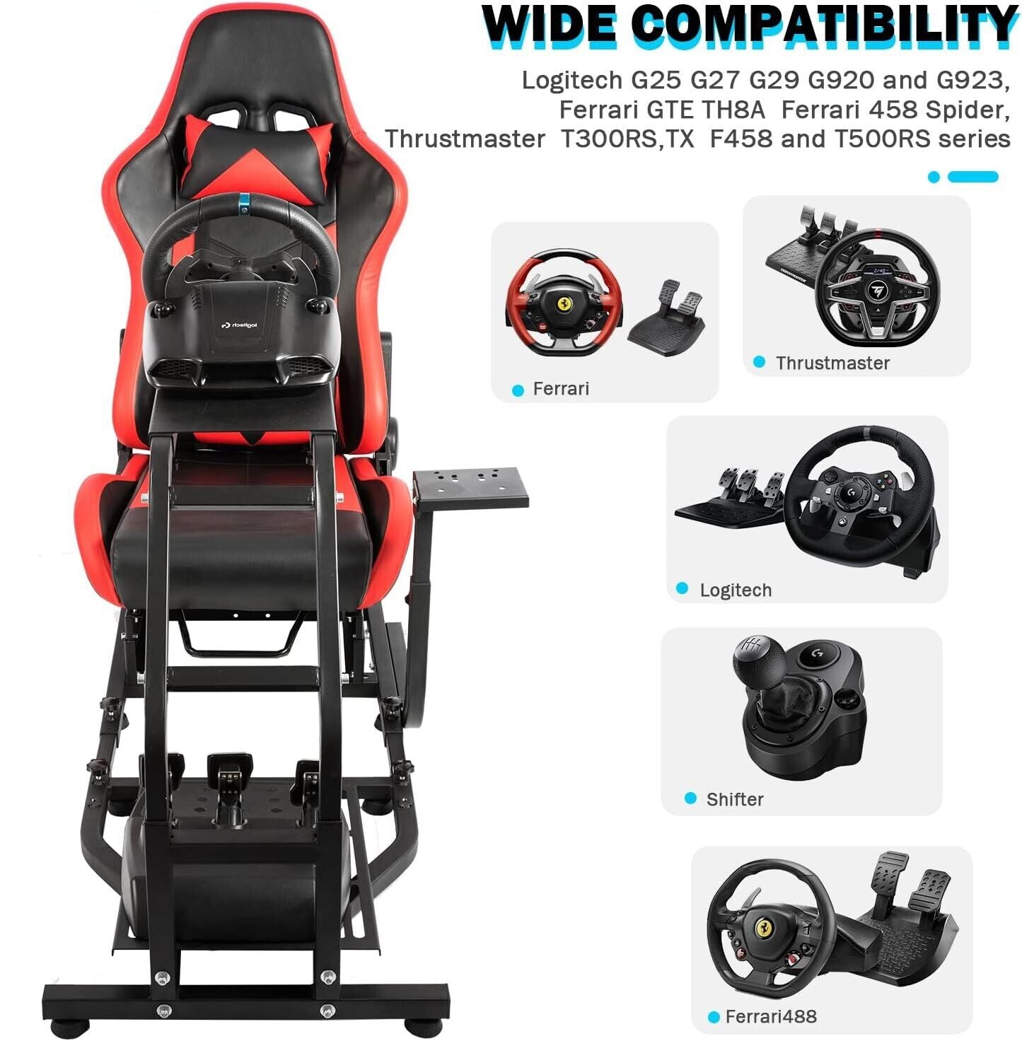 Driving Game Sim Racing Frame & Seat Rig Add Wheel Pedals Xbox PS PC C ...